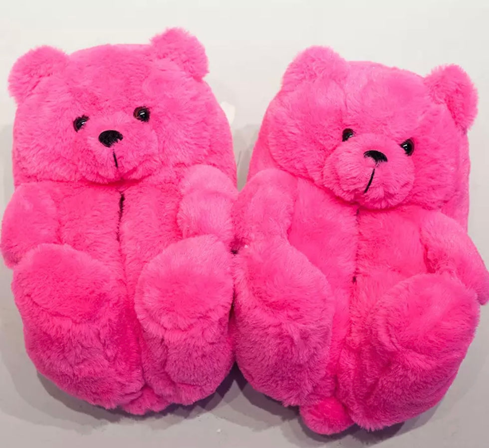 Thumbnail: Printed / Soild Teddy Bear Slippers 