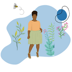 A black lady standing in shrubbery