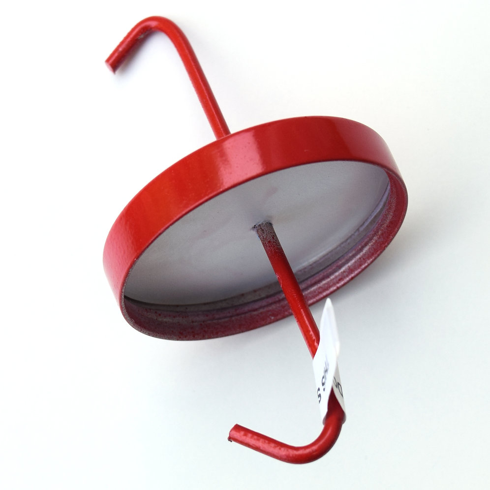 Hummingbird feeder ant barrier powered by AntCant Red Aluminum