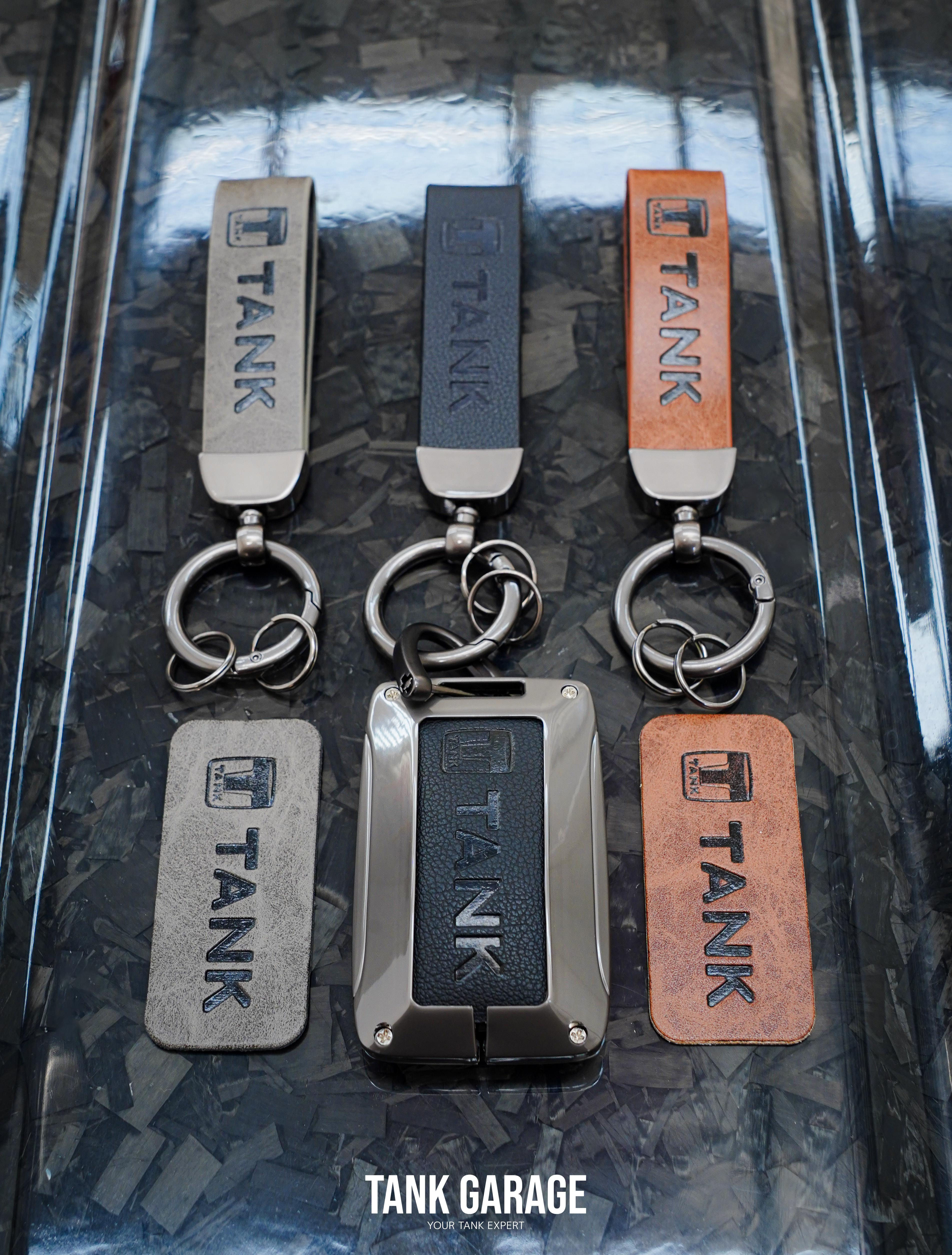 Aluminum alloy key case, keycase, and genuine leather key cover suitable for GWM TANK 300, TANK 500, and Cannon Alpha. Premium key accessory