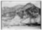 A vintage black and white photograph presenting a panoramic view of Amalfi’s bustling port, with moored boats and a backdrop of terraced hills, illustrating the town's historical connection to the sea.