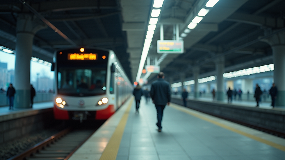 Vista frontal de autobús en estación moderna con pasajeros abordando