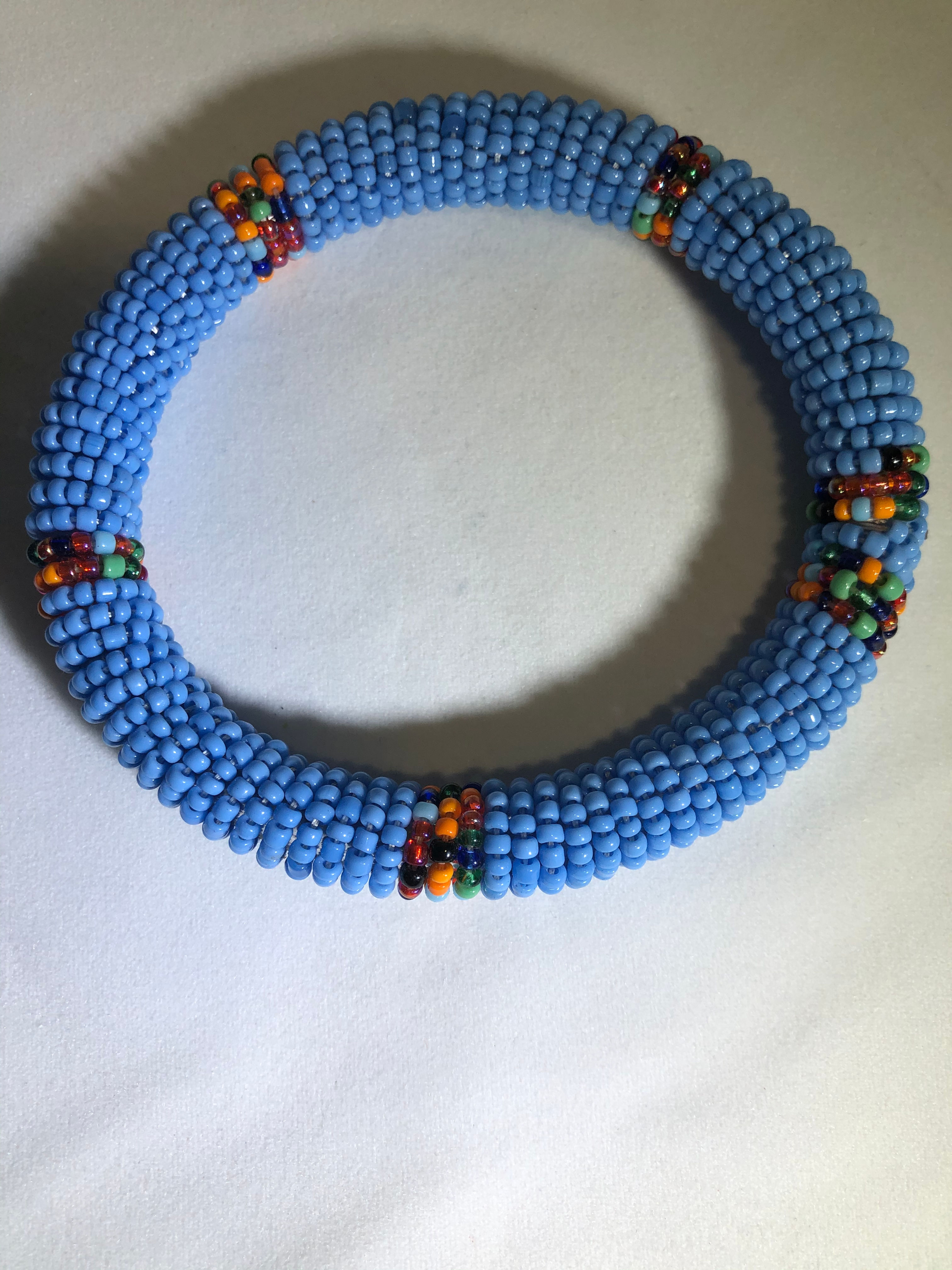 Maasai Round Beaded Bracelet in NC Blue