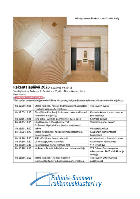 Rakentajapäivä 2026 ilmoittautuminen ja ohjelma