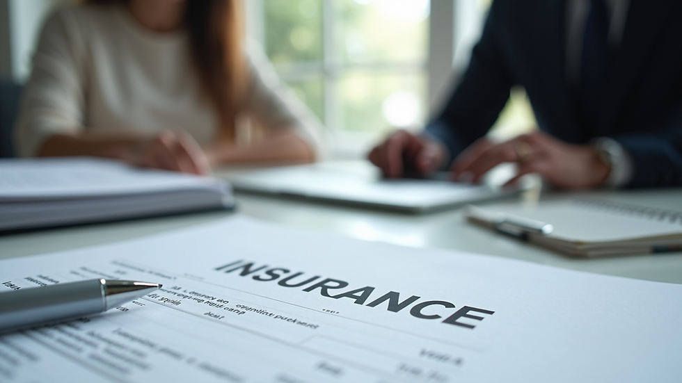 Close-up view of a counselor’s desk with insurance forms and a laptop