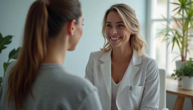 Close-up view of a therapist guiding a client through eye movement exercises during EMDR therapy