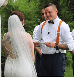 Teary eyed vow moment between bride and groom