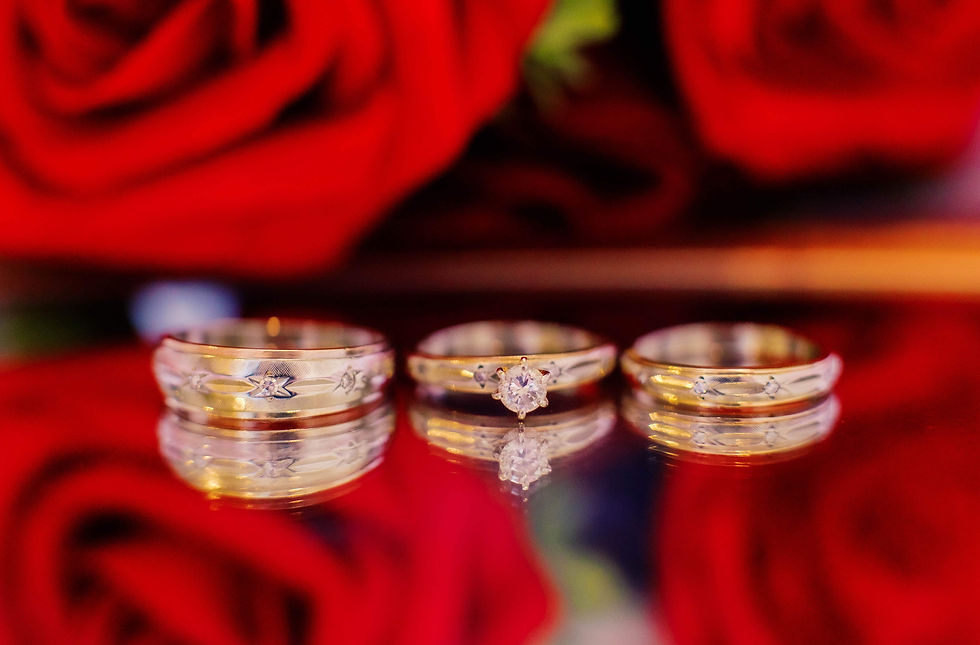 wedding rings displayed before the wedding
