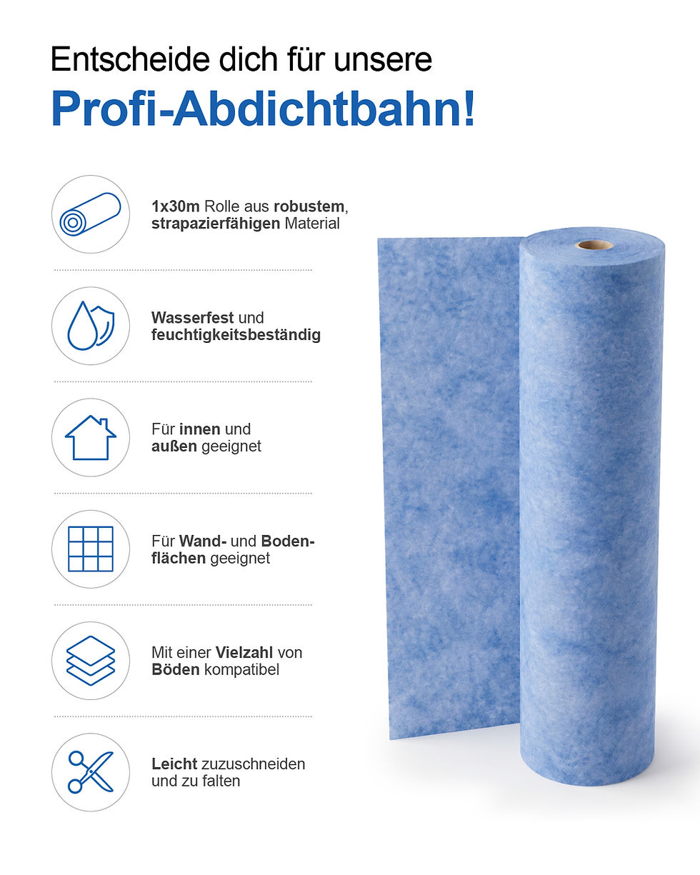 Miniaturbild: M&N Abdichtungsbahn D11 15m2/30m², Abdichtbahn Dusche & Bad/Entkopplungsbahn