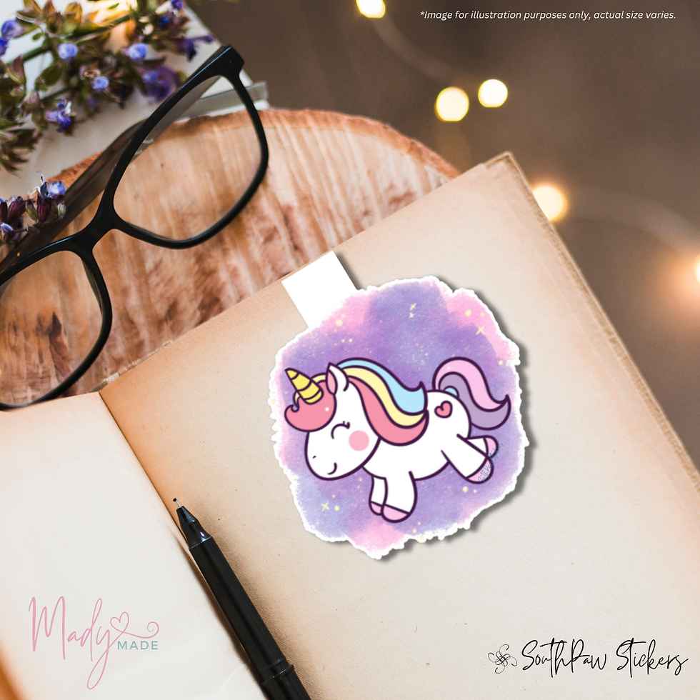 Adorable unicorn bookmark sticker