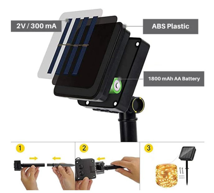 Thumbnail: 200 LED 20 Mtr Copper String Solar Light