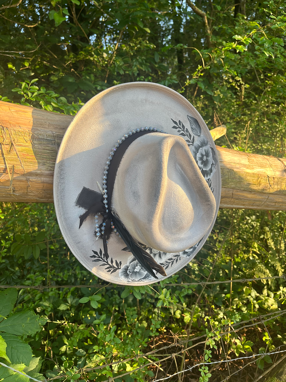 Thumbnail: Monochrome Hand Painted Hat Top and Bottom Design 2