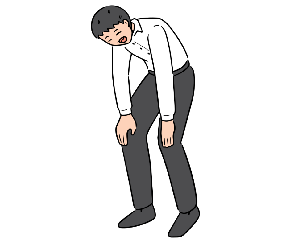 Man standing slumped over