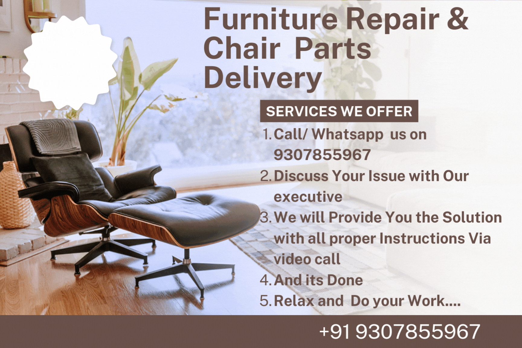 Furniture Repair Shop Retail Tarpaulin in White Brown Modern Minimalist Style.gif