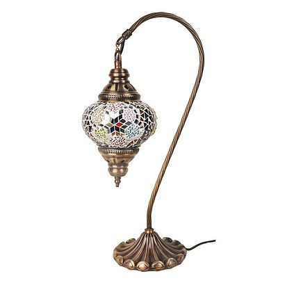 LÁMPARA DE MESA TURCA GRANDE DE MOSAICO, COLORES PASTEL