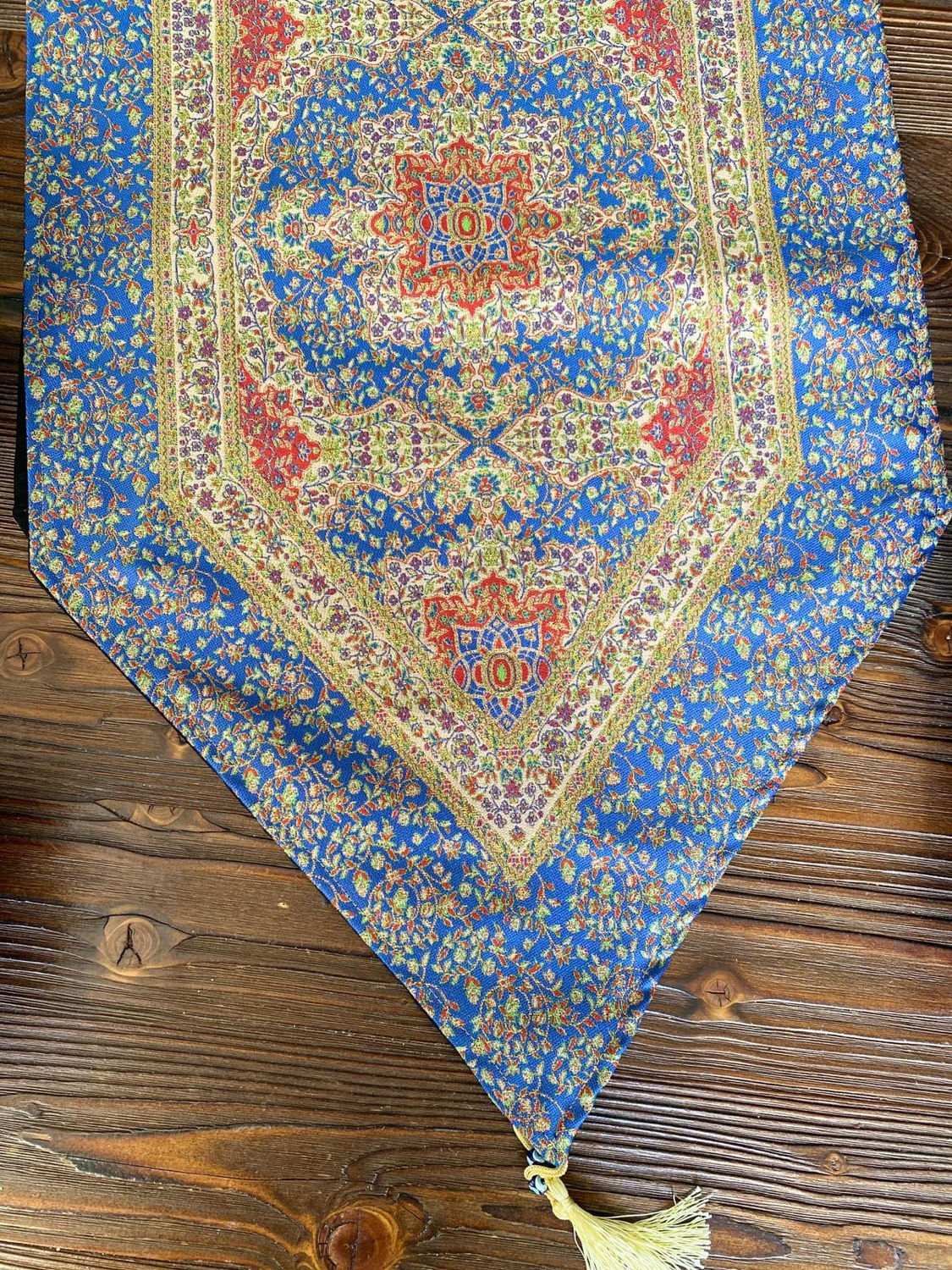 عداء طاولة شرقي ، 45 × 130 سم (17.7 بوصة × 51 بوصة) ، أزرق حريري