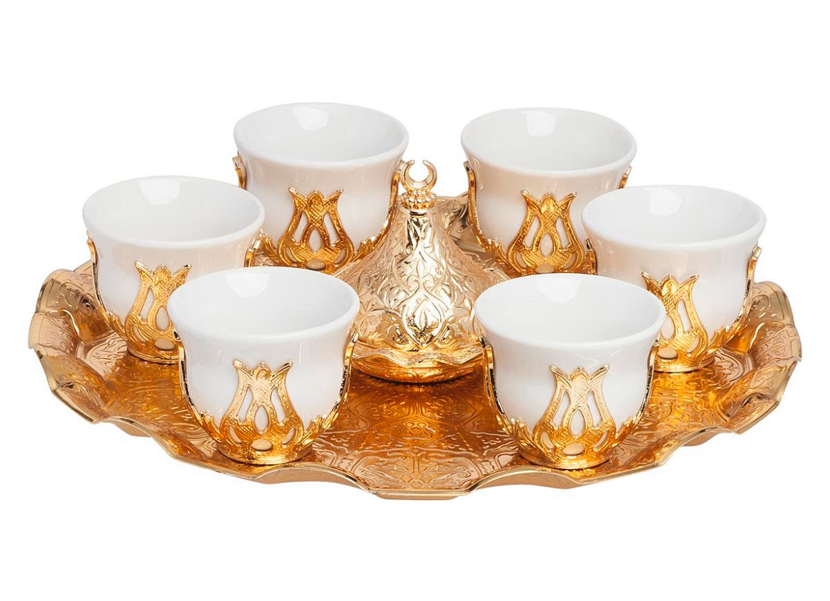 10x TURKISH COFFEE SET OF SIX, MIRRA SET, GOLD