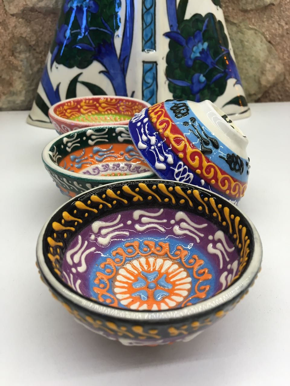 طقم بولة سيراميك تركي سميرنا من أربعة ، 5 سم