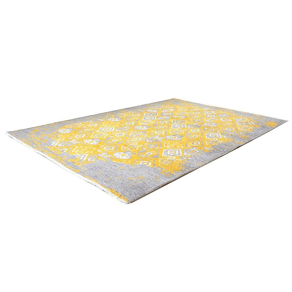 Thumbnail: YELLOW AND GREY TURKISH REVERSIBLE CARPET, WASHABLE