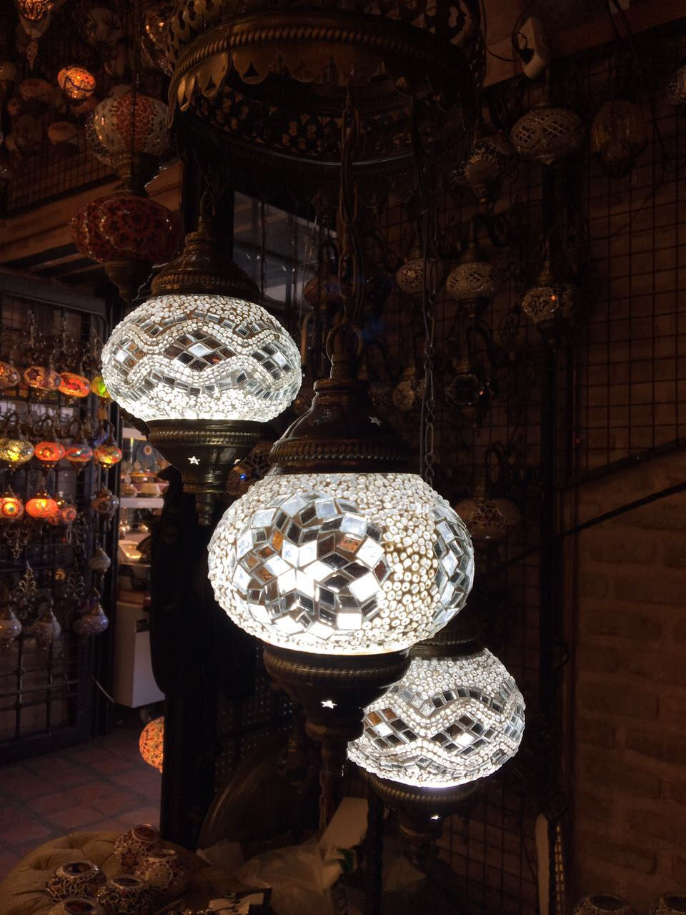 LÁMPARA TURCA DE MOSAICO, 3 GLOBOS, NO 2