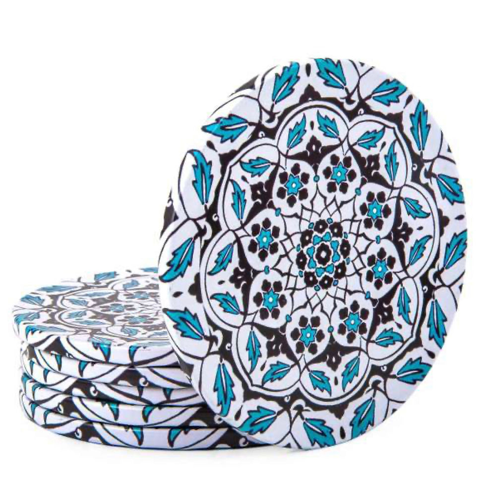 24x BLUE BRASS COASTER, ROUND