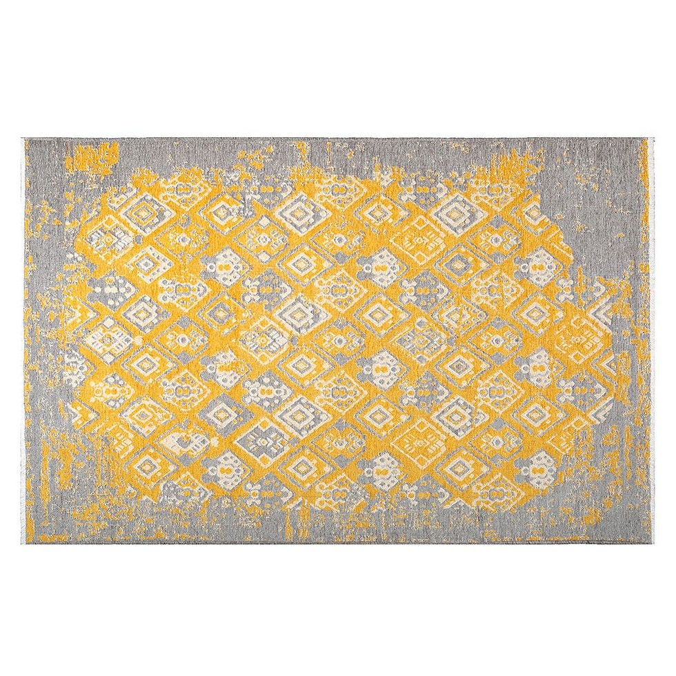 Thumbnail: YELLOW AND GREY TURKISH REVERSIBLE CARPET, WASHABLE