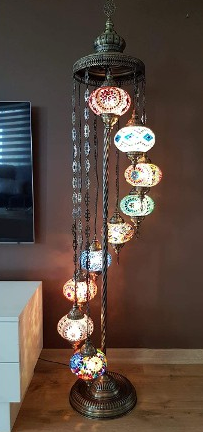 الصورة المصغرة: مصباح أرضي موزاييك تركي صناعة يدوية ، 9 لمبات