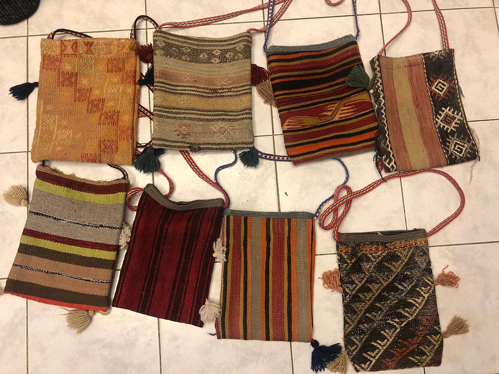 Thumbnail: 10x ASSORTED HANDMADE KILIM BAGS, 10 PIECES