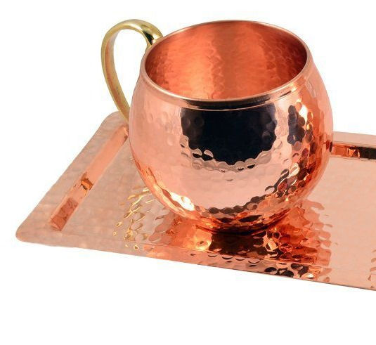 طقم كوبين من النحاس التركي عدد 2 بصينية