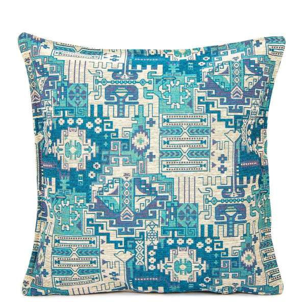 20x LARGE KILIM PILLOW WHITE AND BLUE, 45x45 cm (17.7"x17.7")