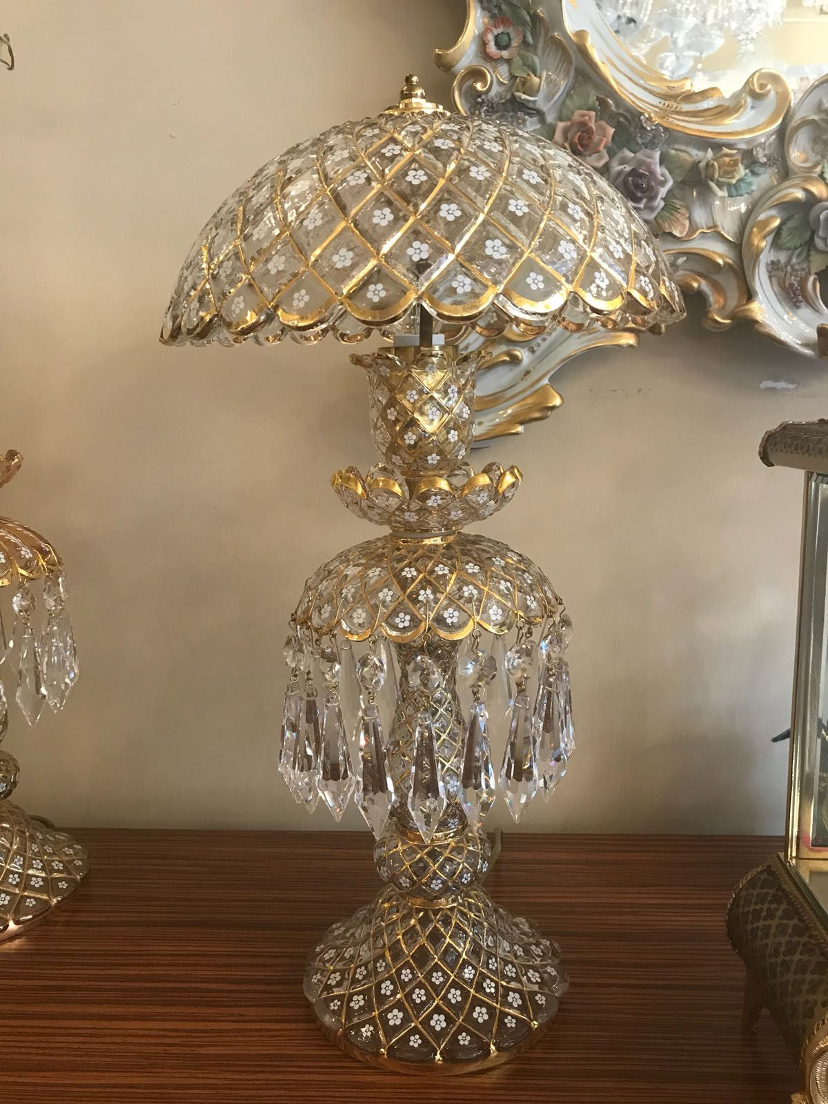 HANDMADE CRYSTAL TABLE LAMP, EXCLUSIVE PALACE STYLE