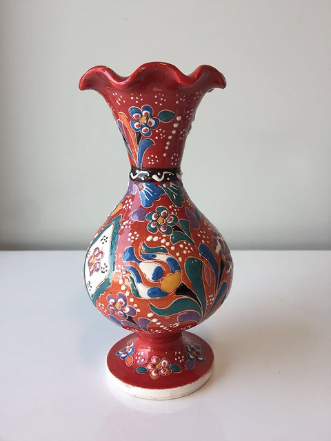 Red Turkish Ceramic Vase 17 Cm 6 6 Grandbazaarshopping Com