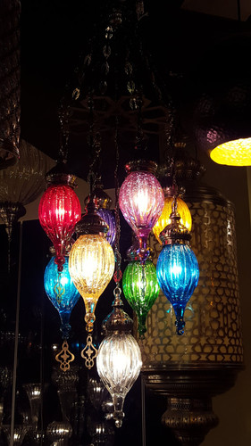 BLOWN GLASS OTTOMAN CHANDELIER, 9 LAMPS