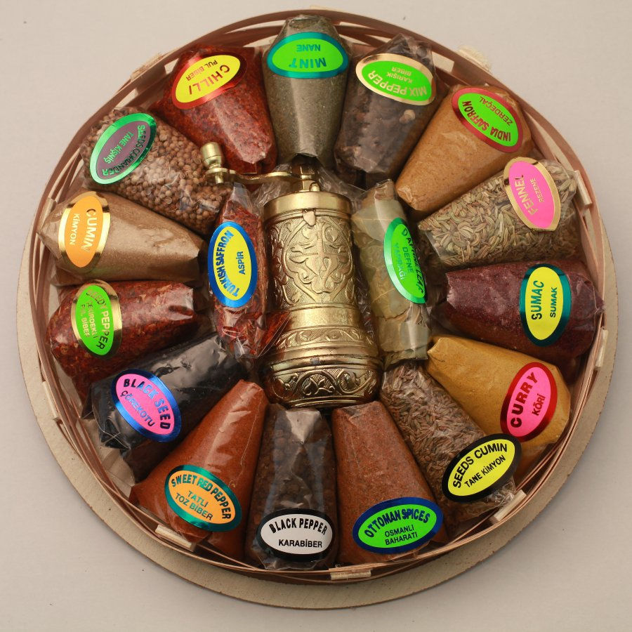 LARGE TURKISH SPICE SET, 17 DIFFERENT TRADITIONAL SPICE
