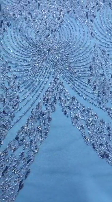 Miniatura: Renda C/Pedraria Larg:1,40mt Azul Serenity - 1mt