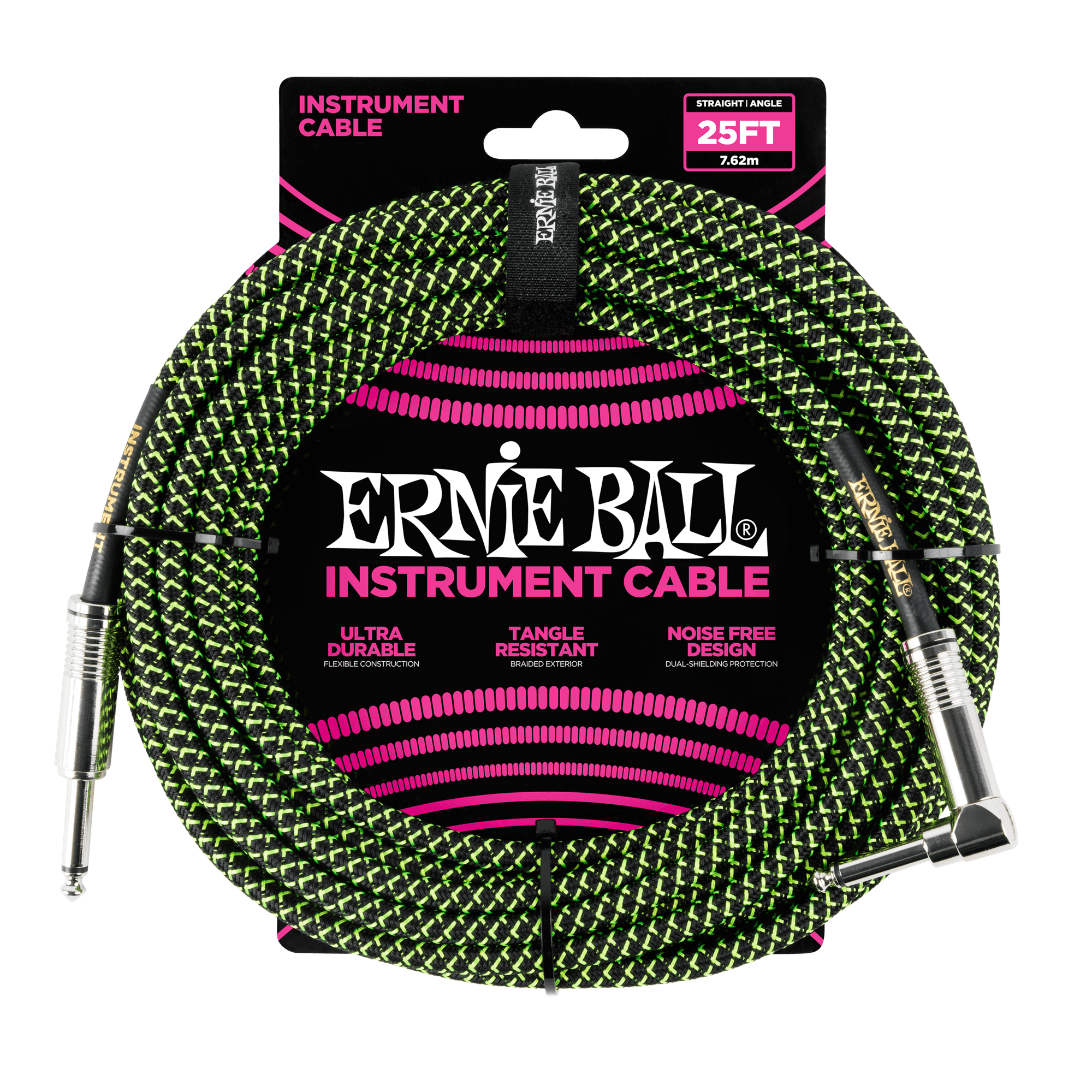 Ernie Ball Braided Instrument Cable (25ft) Straight/Angle