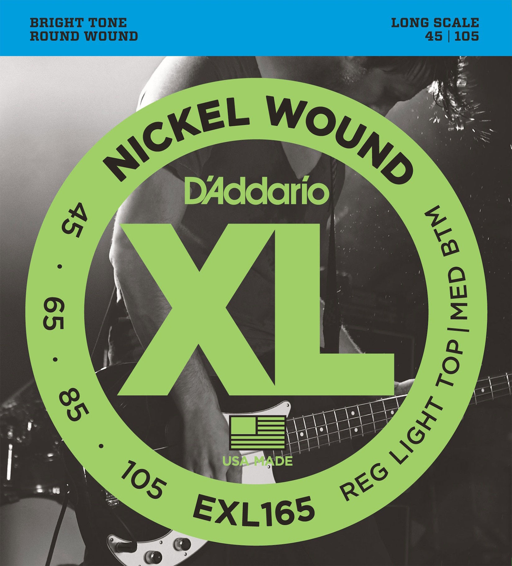 D'Addario Electric Bass Strings 45-105 Light Top Medium Bottom