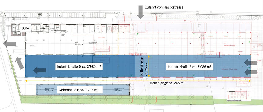 Plan Wikon Industriehalle mit Deckenkränen