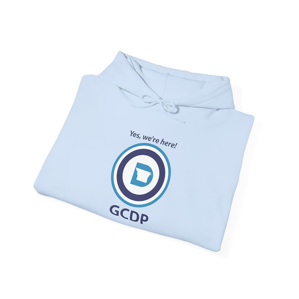 Thumbnail: GCDP Logo Hoodie — "Yes, we’re here!" Gaston County Democrats Pullover