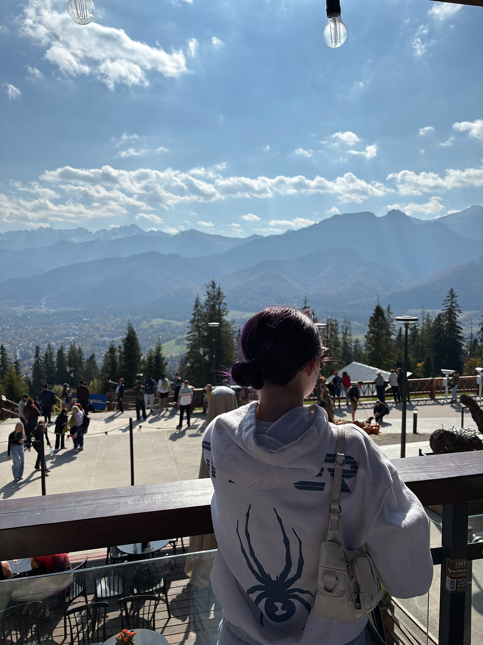 Cheryl's daughter looking out over Zakopane, Poland