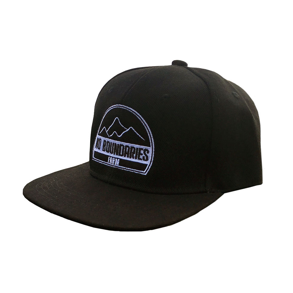 Black snapback hat No Boundaries logo front view