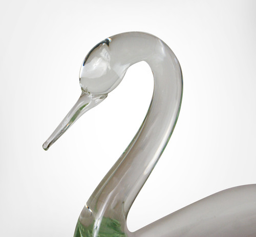 Licio Zanetti Murano Large Swan Sculpture in Clear Glass 4.65kg
