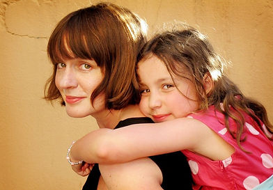 Self portrait of Gill Flett with her daughter