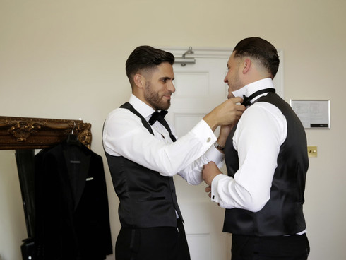 Botleys Mansion Groom and Best Man getting ready