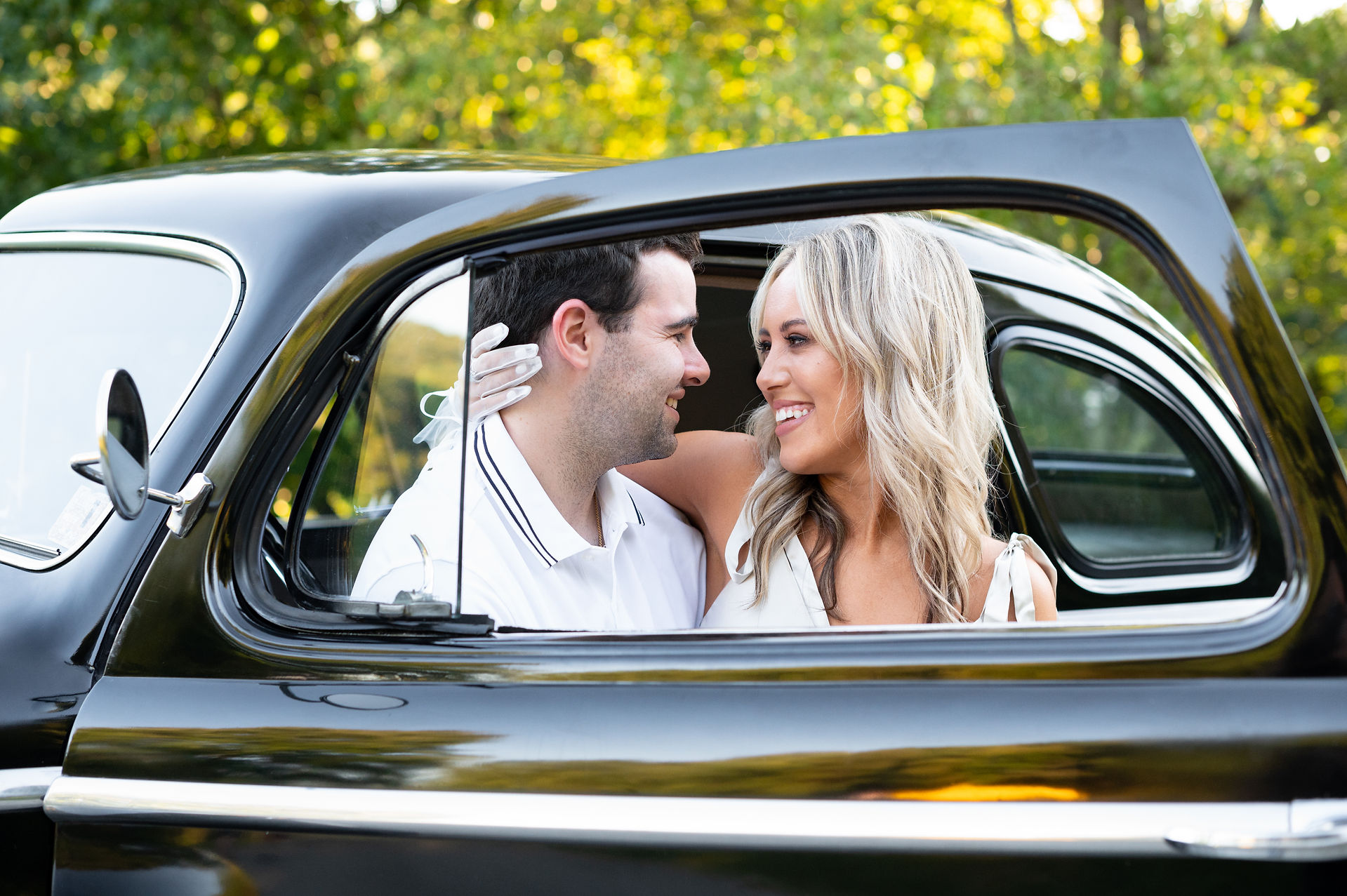 Classic car engagement session