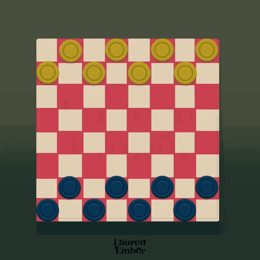 Chequers Board Game Animation and Illustration by @emberillustrates.gif
