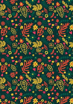 Hearts foliage flowers plants botanical wrapping paper giftware pattern illustrated by _em