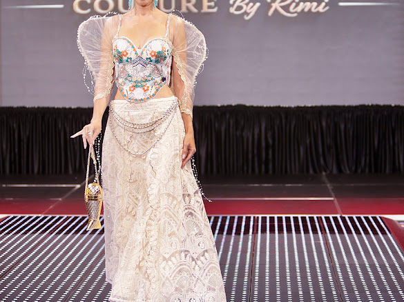 Thumbnail: Ivory Embellished Corset & Lace Couture Skirt Set