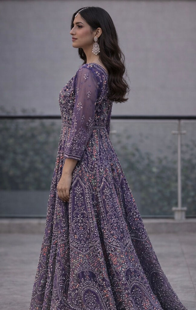 Thumbnail: Royal Purple Embroidered Anarkali Gown – Statement Occasion & Evening Wear