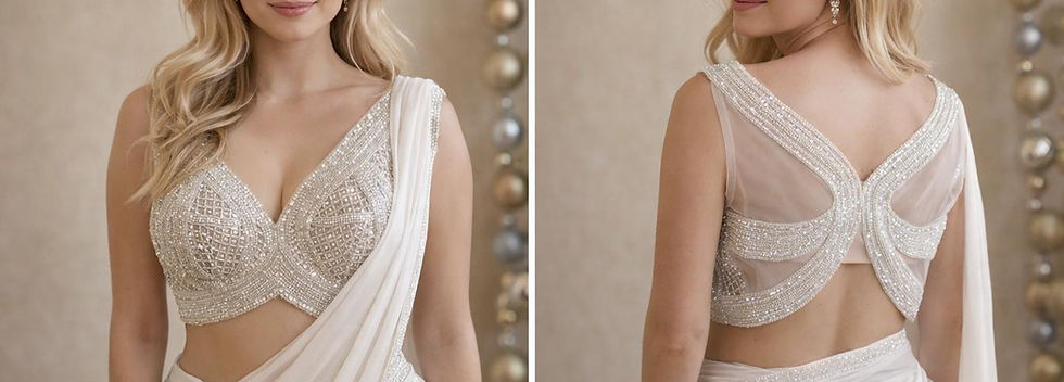 Designer Embroidered Blouse with a beautiful Silk Saree